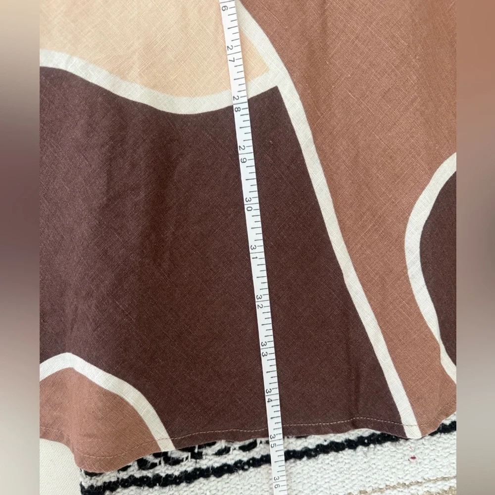 SEED HERITAGE Linen Skirt Abstract Brown Printed Skirt Size 10